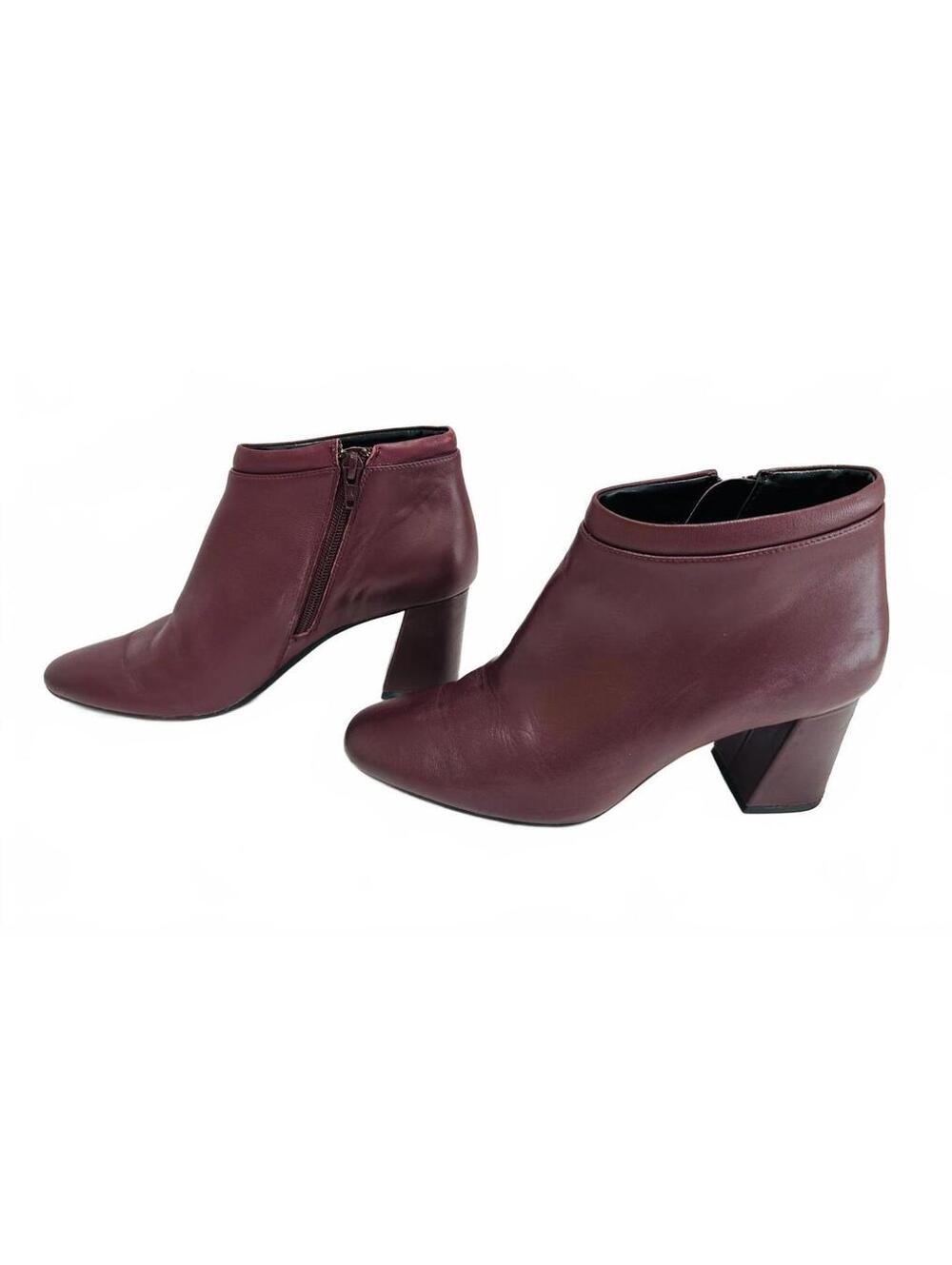 Aerosoles Head North Burgundy Leather Ankle Boots w Block Heel Comfort Size 7.5